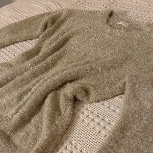 Anthropologie Shimmering Beige Sweater